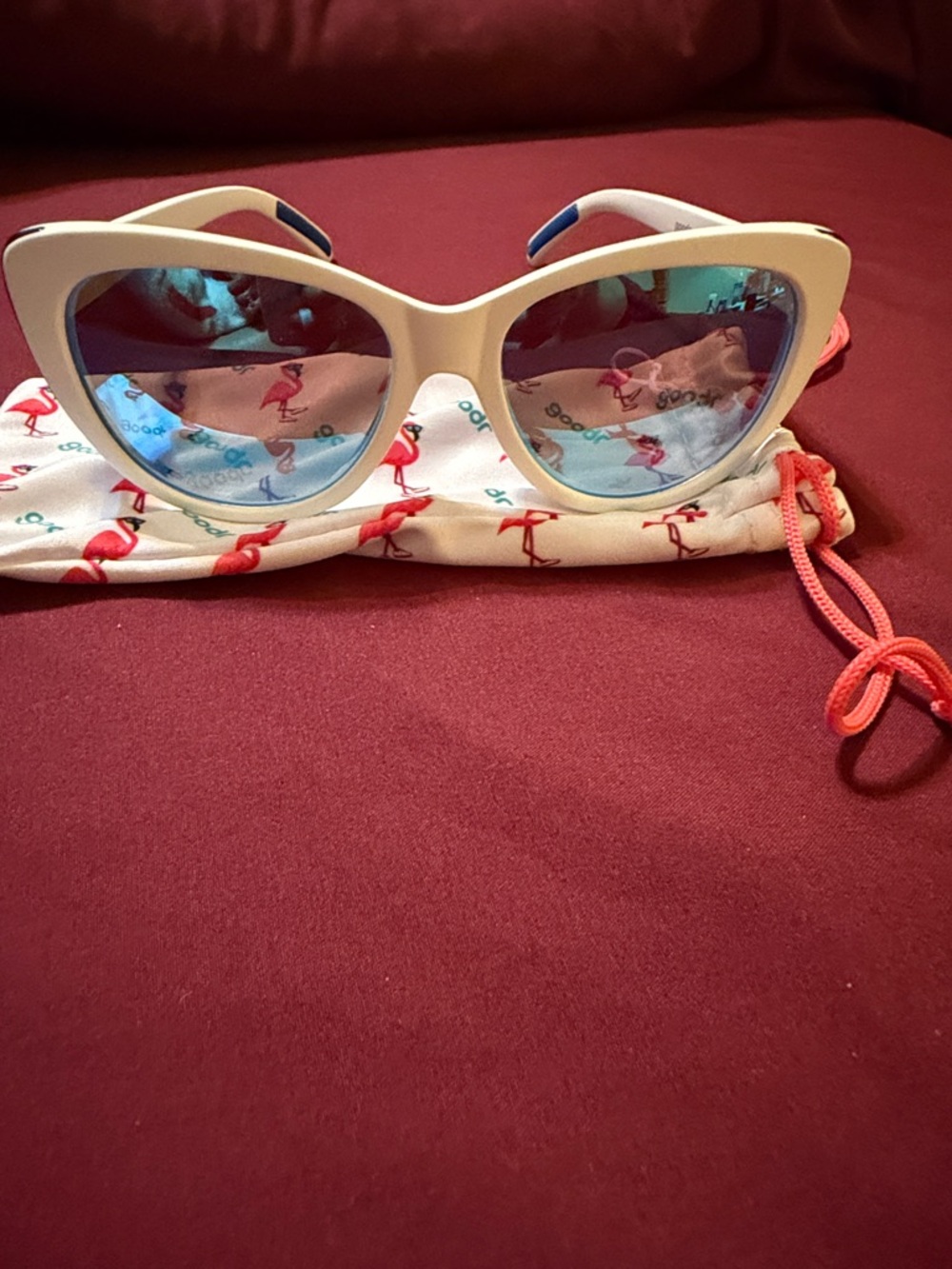 New Goodr iced by zombie dragons White Frame Sunglasses w/ Blue Mirrored Lenses